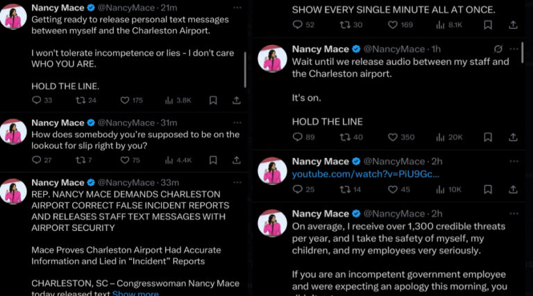 Rep. Nancy Mace Whines for Two Days on Social Media After Cursing at Unpaid Airport Security