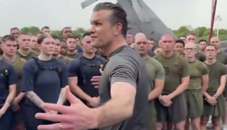 Sec. of Defense Pete Hegseth Mocked For His Cosplay and Speech to Navy Sailors: Fight and Die in Trump’s Failed Iran War